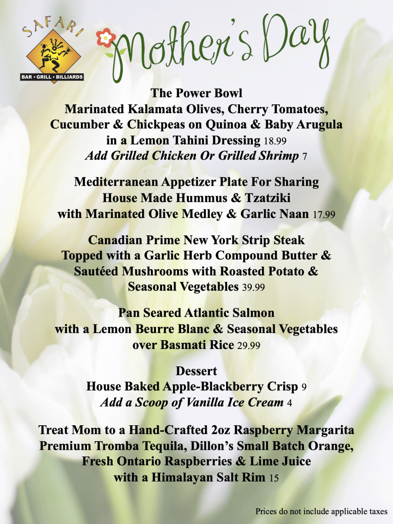 Mother's Day Feature Menu May 7 - 10th
