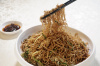 Soya Sauce Fried Egg Noodles with Bean Sprouts & Onions